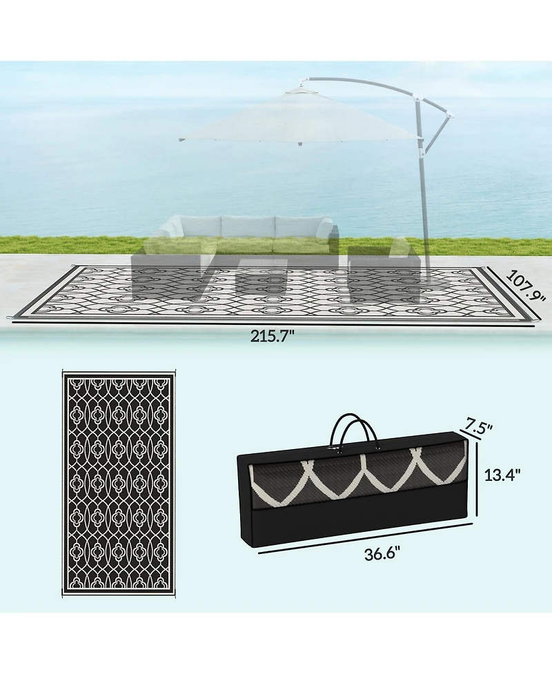 Outsunny Outdoor Rug, 9' x 18' Floor Mat, Lantern