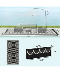 Outsunny Outdoor Rug, 9' x 18' Floor Mat, Lantern