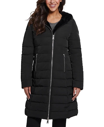 Guess Women's Hooded Faux-Fur-Lined Puffer Coat