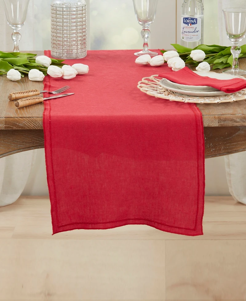 Saro Lifestyle Stonewashed Overlock Edge Table Runner