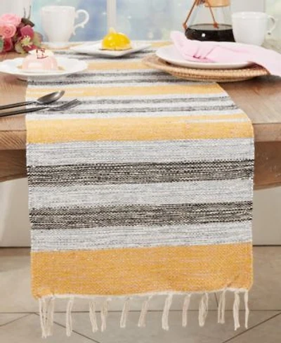 Saro Lifestyle Fringe Edge Striped Table Runner Collection