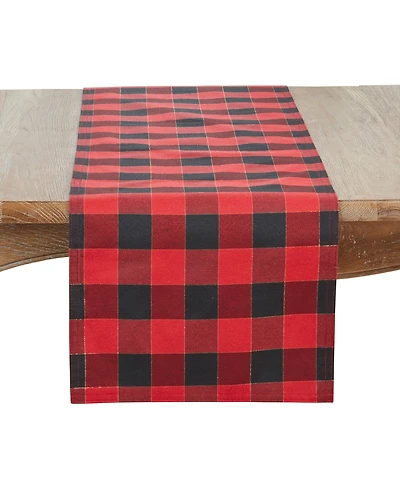 Saro Lifestyle Shimmer Stitch Plaid Table Runner, 16" x 72"