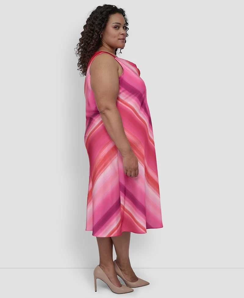 Dkny Plus Printed Cowlneck Sleeveless Midi Dress