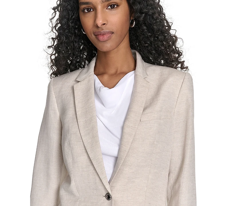 Calvin Klein Petite Linen-Blend Blazer