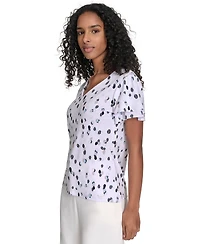 Calvin Klein Petite Printed Flutter-Sleeve Top