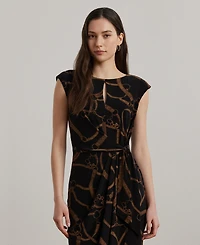 Lauren Ralph Women's Belting-Print Jersey Tie-Front Dress