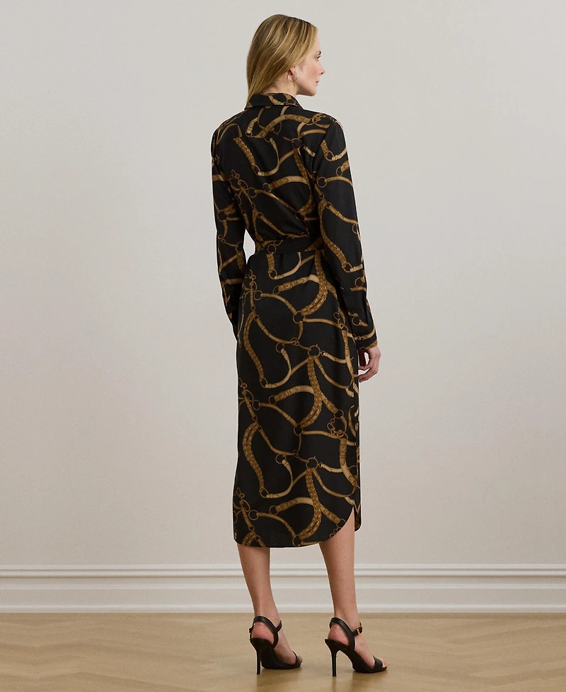 Lauren Ralph Women's Belting-Print Crepe Shirtdress