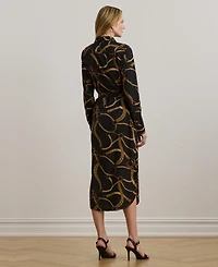 Lauren Ralph Women's Belting-Print Crepe Shirtdress