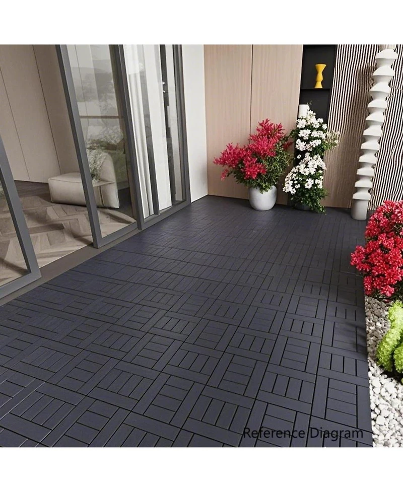 Streamdale 12" Deck Tiles, Interlocking, Indoor/Outdoor, Easy Install, 44pcs, Dark Gray