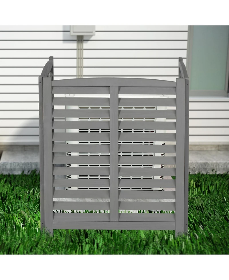 3-Panel Outdoor Ac Fence, 32"W x 38"H Wooden Privacy Screen