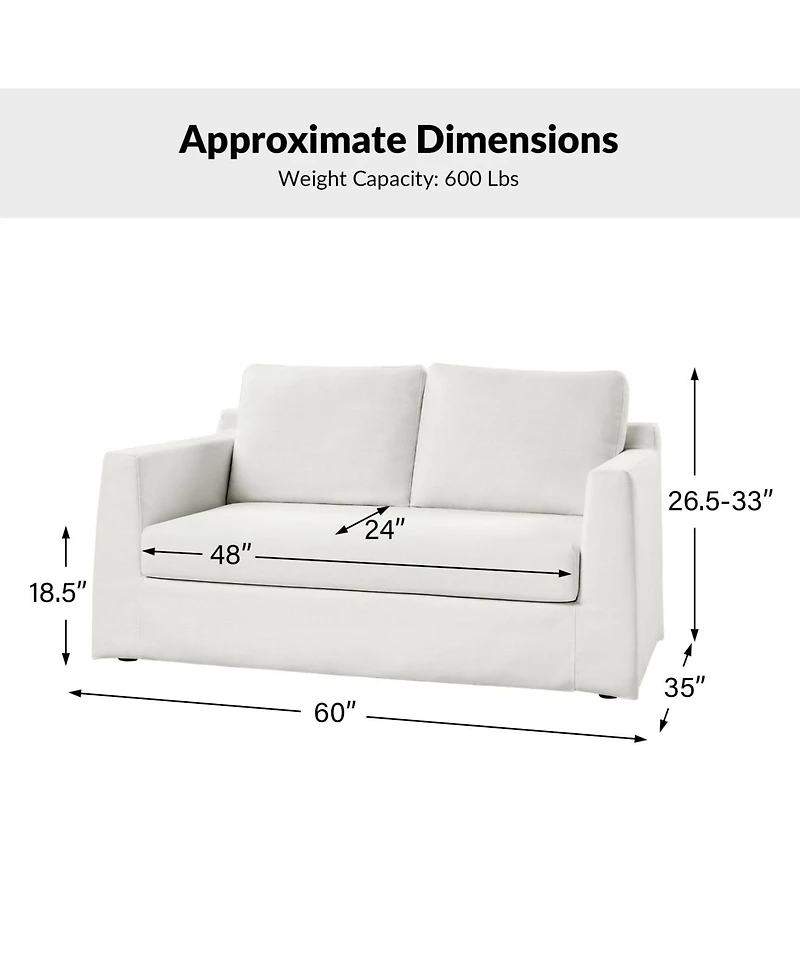 Xenobia 60" Slipcovered Sofa with Reversible Cushions