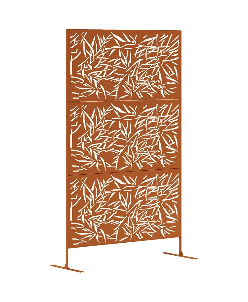 Outsunny Metal Outdoor Privacy Screen Outdoor Divider Trellis Bamboo