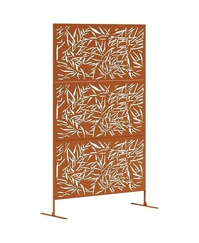 Outsunny Metal Outdoor Privacy Screen Outdoor Divider Trellis Bamboo