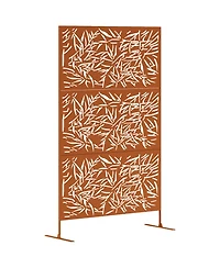 Outsunny Metal Outdoor Privacy Screen Outdoor Divider Trellis Bamboo