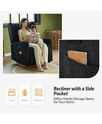 Rosalina Modern Recliner with Built-In Nightlight and Wooden Base