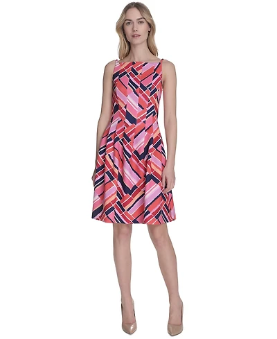 Vince Camuto Women's Printed Square-Neck Sleeveless Dress