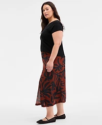 On 34th Trendy Plus Underwater Floral Slip Skirt, Exclusively at Macy's