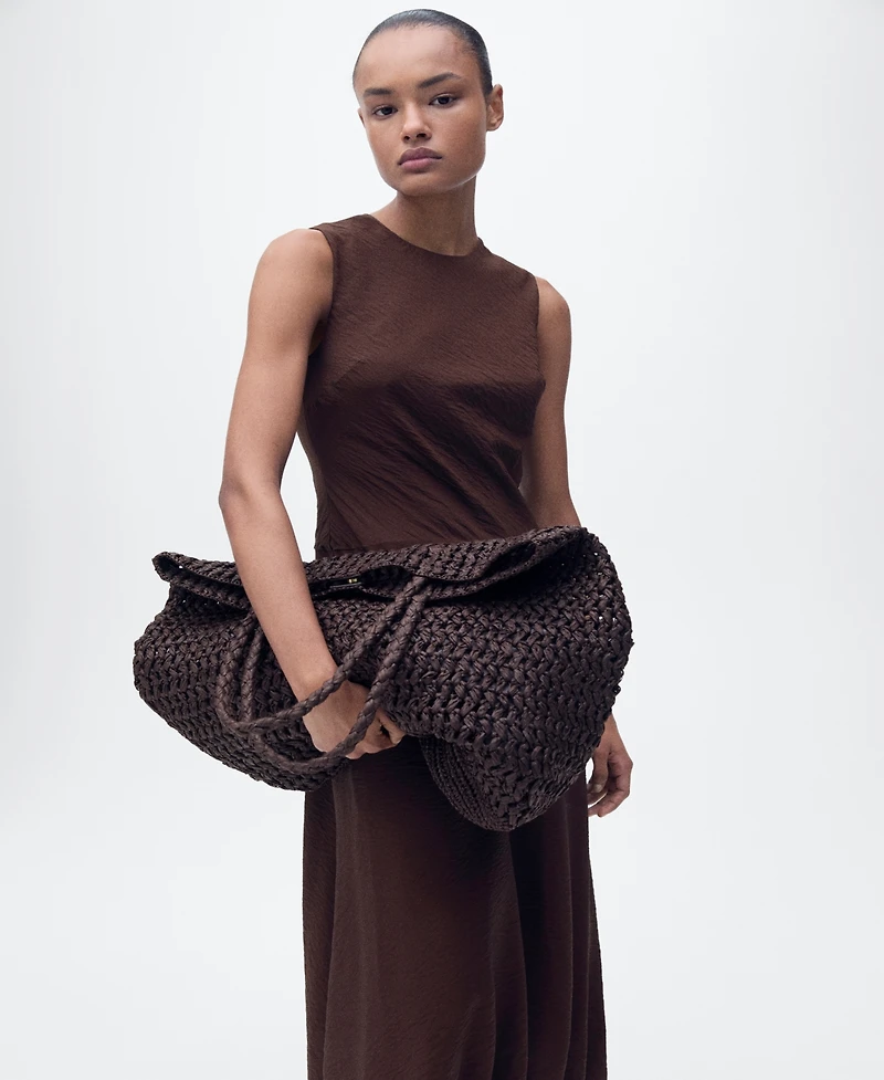 Mango Women's Natural Fiber Maxi Bag