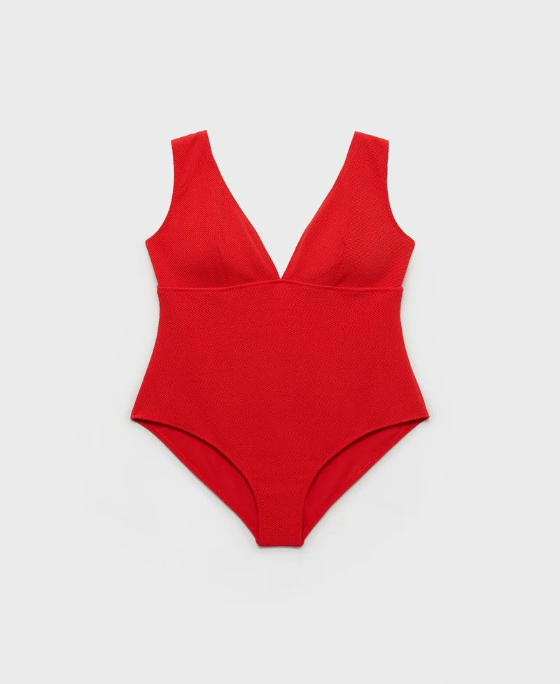 Mango Women's Ribbed V-Neck Swimsuit