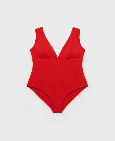 Mango Women's Ribbed V-Neck Swimsuit