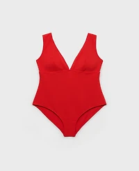 Mango Women's Ribbed V-Neck Swimsuit