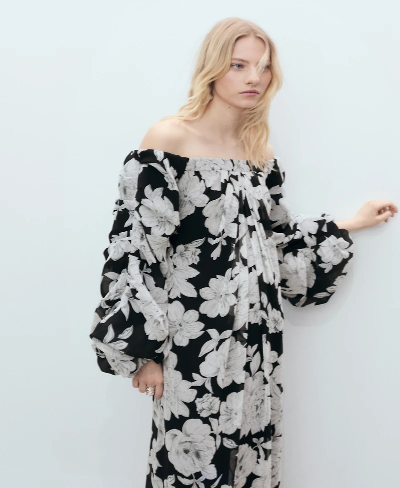 Mango Women's Floral Strapless Dress