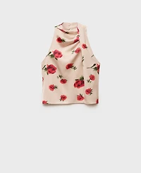 Mango Women's Floral Satin Blouse