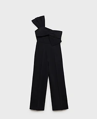 Mango Women's Draped Neckline Long Jumpsuit