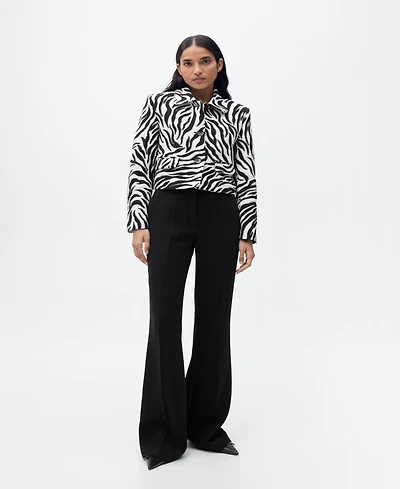 Mango Women's Buttons Detail Zebra-Print Jacket