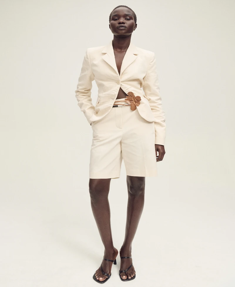 Mango Women's Linen-Blend Suit Bermuda Shorts