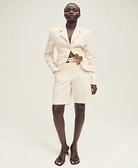 Mango Women's Linen-Blend Suit Bermuda Shorts