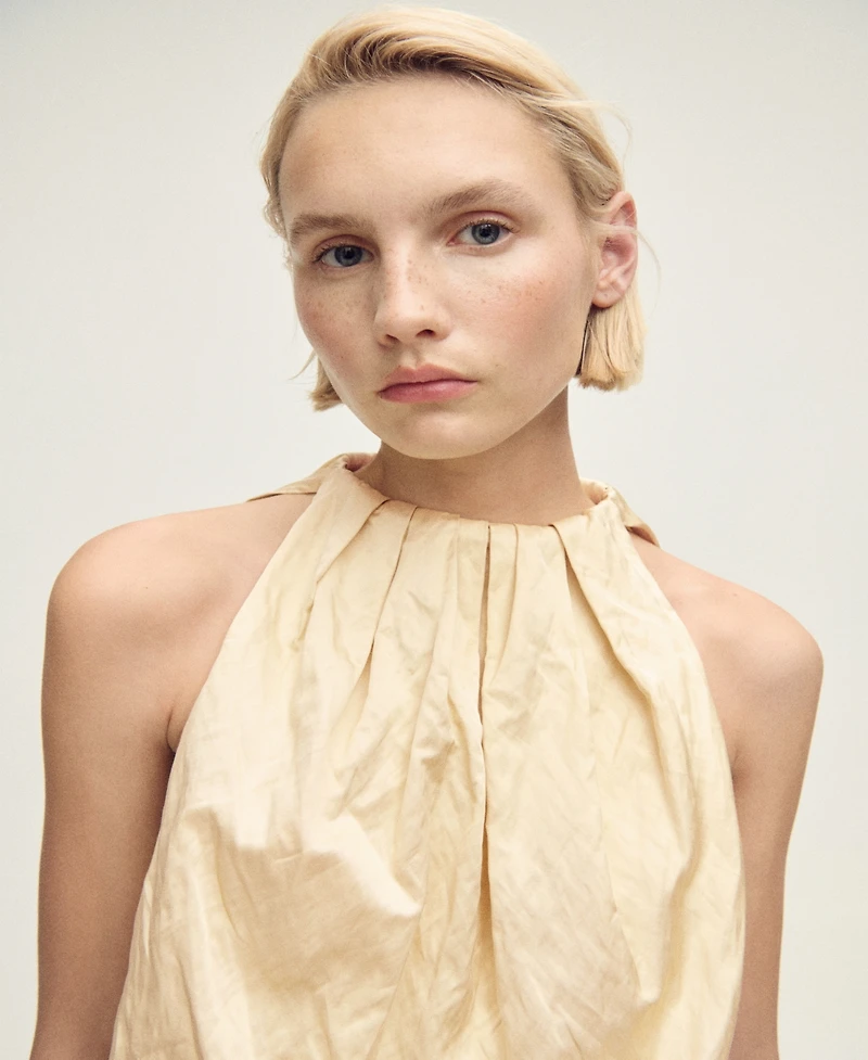 Mango Women's Wrinkled Fabric Balloon Effect Blouse