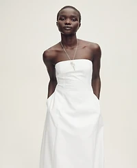 Mango Women's Puffed Hem Strapless Dress