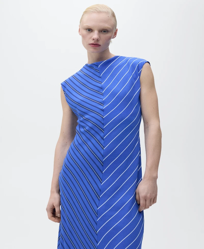 Mango Women's Combined Striped Flared Dress
