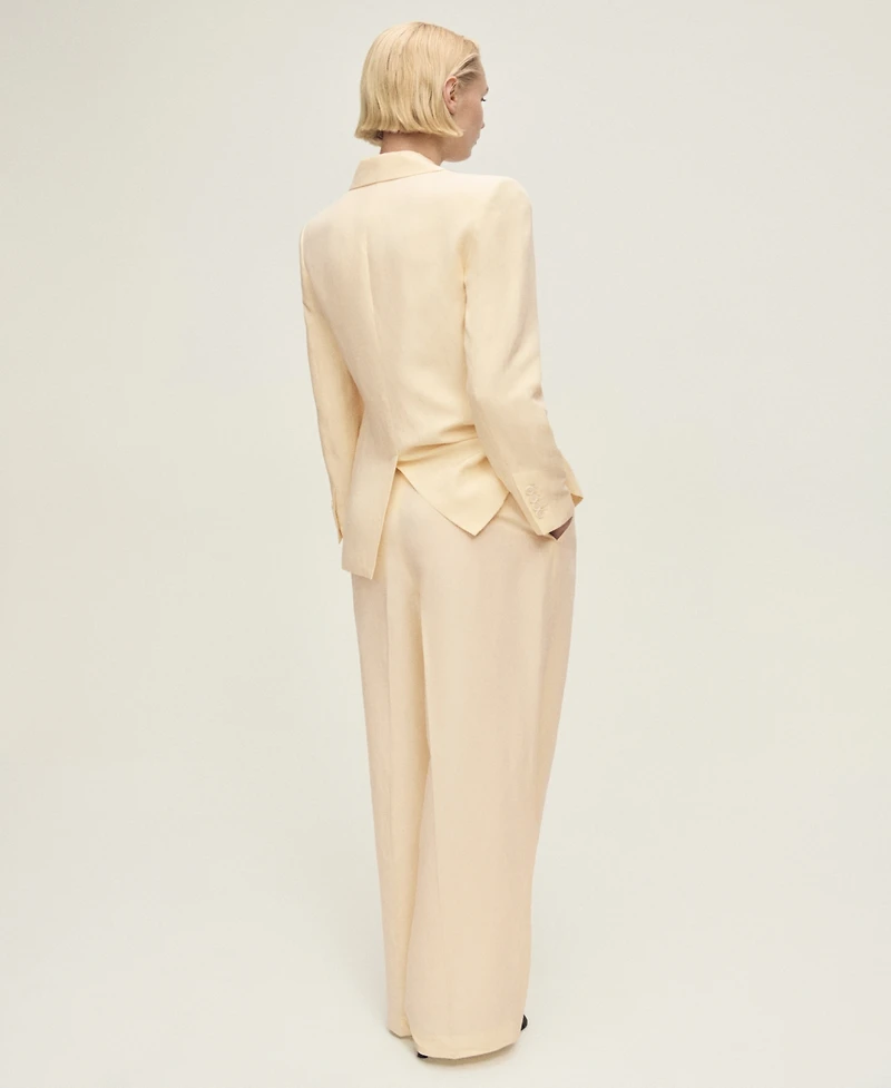 Mango Women's Straight Linen Blend Suit Pants