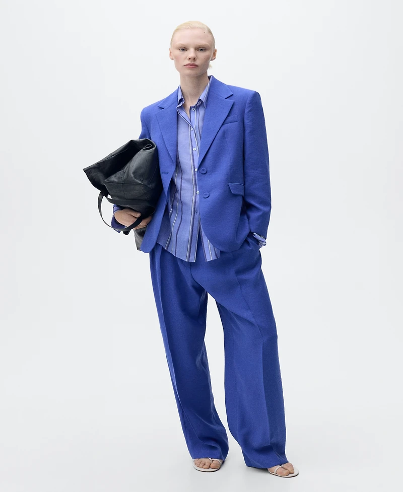 Mango Women's Pleated Wide Leg Suit Pants