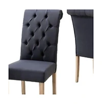Tufted Linen Dining Parsons Chairs Set of Two for Stylish Home Dining Seating
