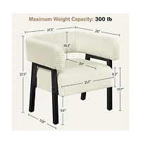 Yaheetech Contemporary Upholstered Corduroy Barrel Accent Chair, Dark Green