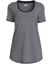 Lands' End Women's Short Sleeve Power Performance Scoop Neck Curved Hem Tunic Tee