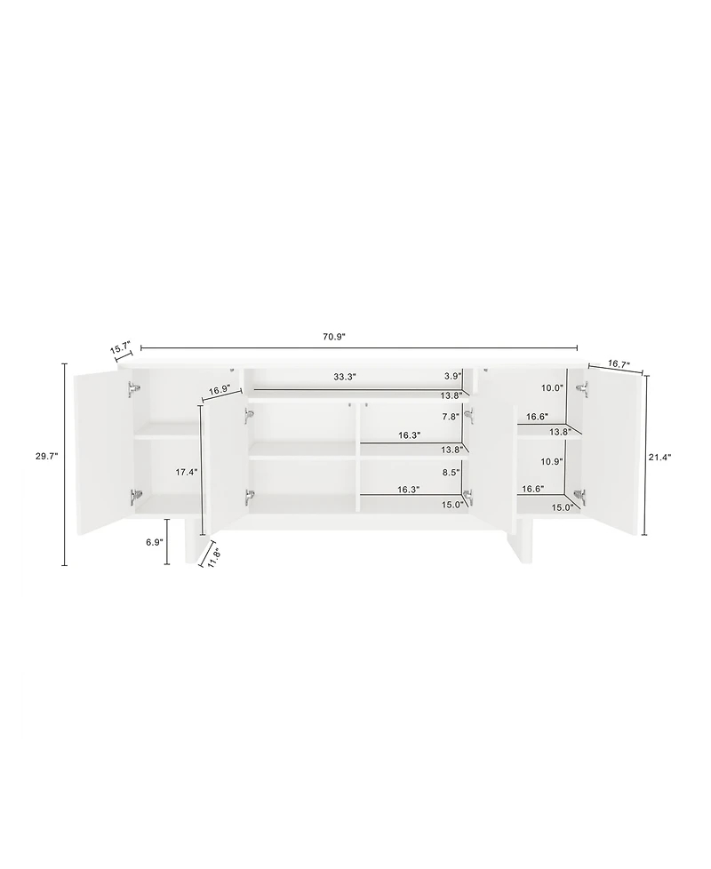 Manhattan Comfort Ella 70.9" Modern 9-Shelf Sideboard