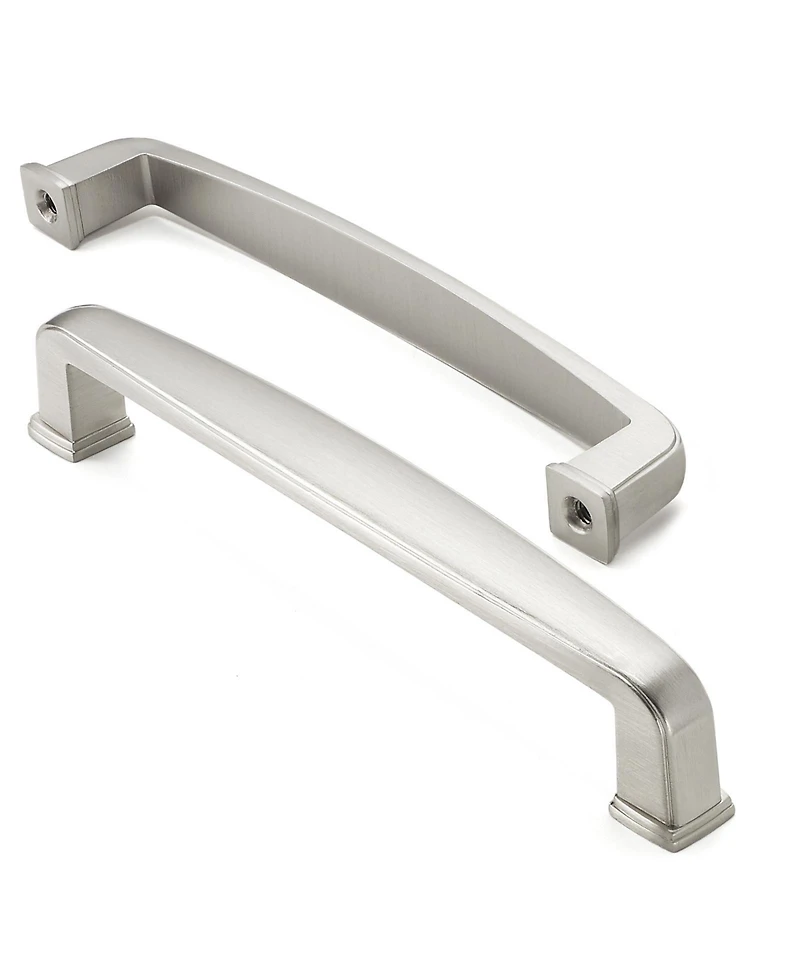 Cauldham 5 Pack Solid Kitchen Cabinet Handles (5" Hole Centers) - Drawer/Door Hardware - Style T765 - Satin Nickel