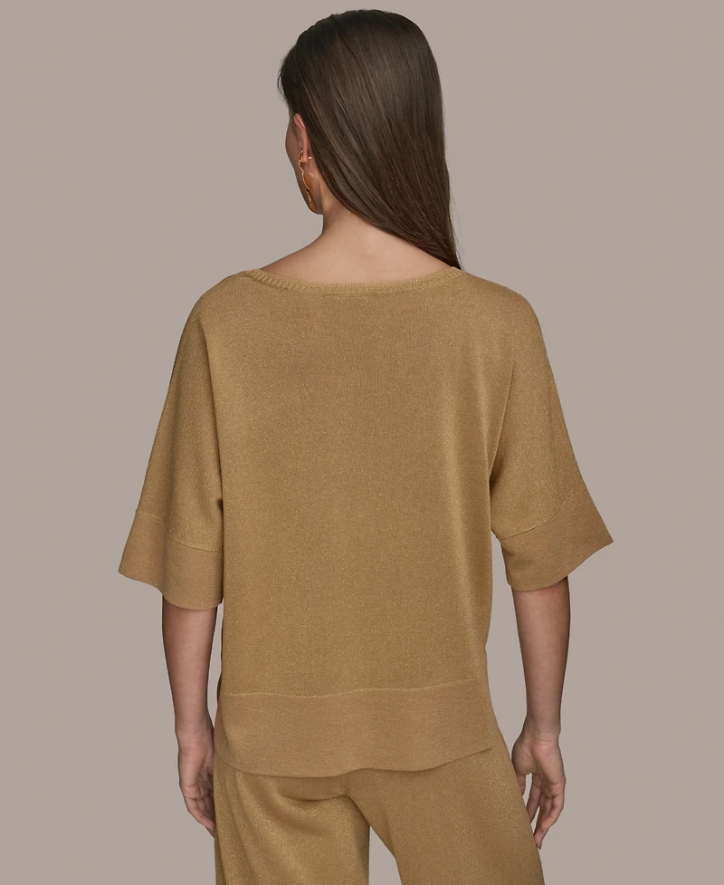 Donna Karan New York Women's Elbow-Sleeve Metallic Sweater
