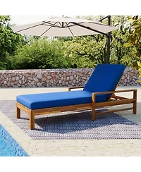 Mondawe Acacia Wood Adjustable Backrest Outdoor Lounge Chair, Suitable for Gardens, Terraces