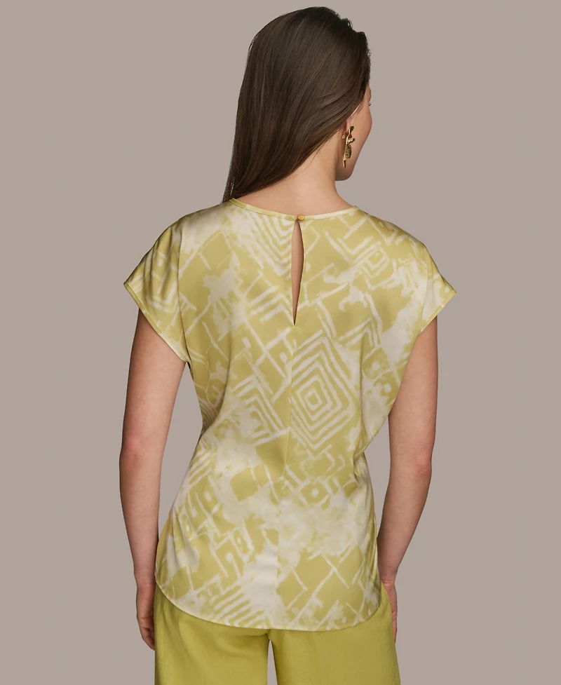 Donna Karan New York Women's Cap-Sleeve Printed Top