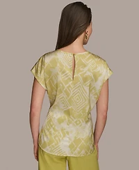 Donna Karan New York Women's Cap-Sleeve Printed Top