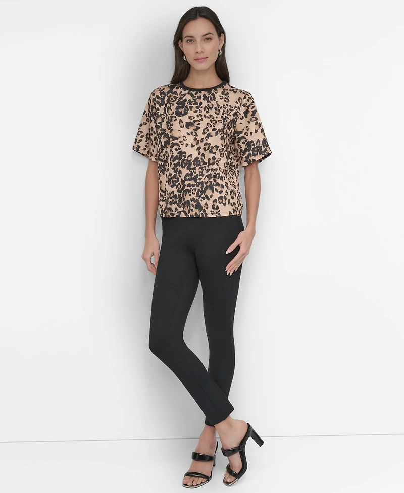 Dkny Women's Brushstroke-Print Short-Sleeve Top
