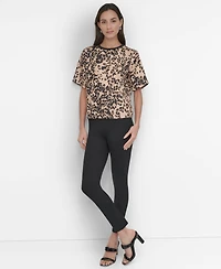 Dkny Women's Brushstroke-Print Short-Sleeve Top