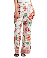Bcx Juniors' Floral-Print Wide-Leg Pull-On Pants