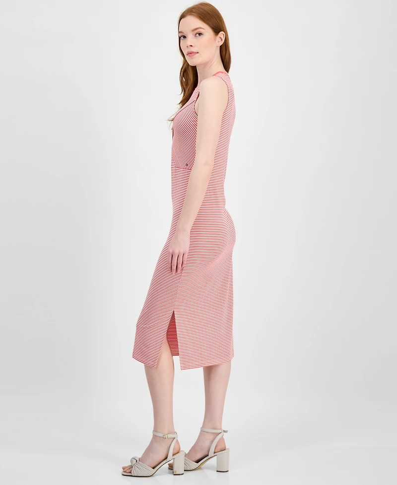 Tommy Hilfiger Women's Striped Crossover Midi Dress