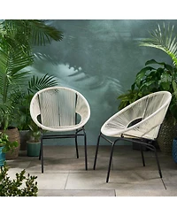 Streamdale Modern Woven Basket Armchairs with Iron Frame (Set of 2)